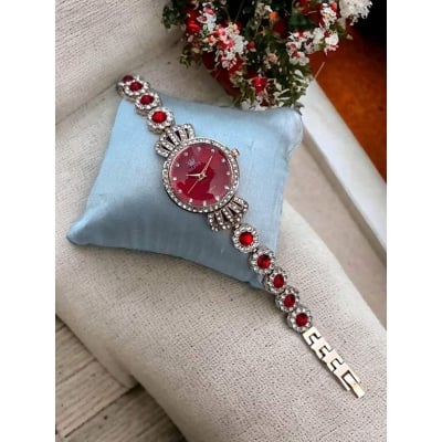 Picture of New Luxury Diamond Ladies Quartz Wrist Watch, Premium quality stylist colorful stone Fashionable Watch For Women - Watch -ঘড়ি