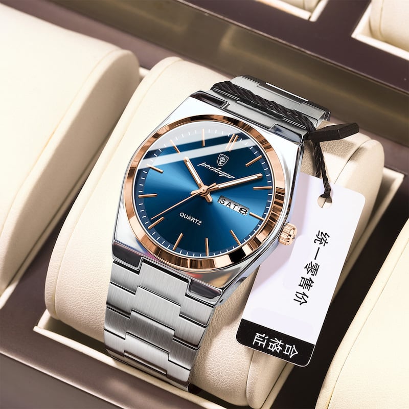 Picture of POEDAGAR 930 Luxury Watch For Men Waterproof Luminous Date Week Stainless Steel Men Watch Casual Quartz Men's Watch- Watch For Men