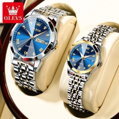 Picture of Olevs 9931 couple replica set luxury fashion waterproof stainless steel imported quartz movement wrist-watch for couple ( Fan Made )