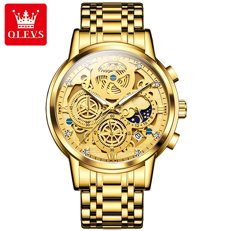 Picture of OLE_VS Top Brand 9947 Sport Quartz Watch Gift Stainless Steel Watchband Round-dial Chronograph Calendar Stainless Steel Watch For Men - ঘড়ি