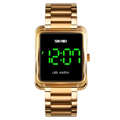 Picture of SKMEI 1505 Digital Sport Watches Rectangle Gold Wristwatch for Male LED Stopwatch Touch Watch For men