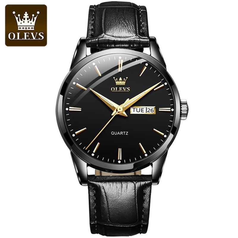 Picture of Fashionable Leather Analog Wrist Watches for Men Black & Brown