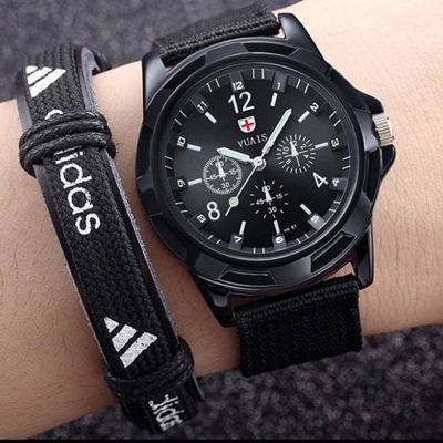 Picture of Fabric Canvas Strap Casual Cool Sport Round Dial WristWatch for men