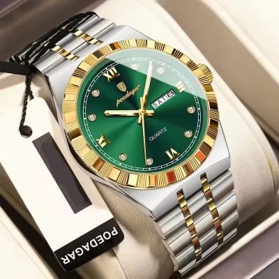 Picture of POEDAGAR 872 Men's Stainless Steel Bracelet Waterproof Wrist Watch Luminous Quartz Men's Watch