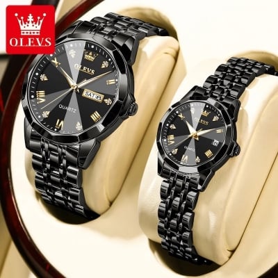 Picture of Olevs 9931 couple replica set luxury fashion waterproof stainless steel imported quartz movement wrist-watch for couple ( Fan Made )