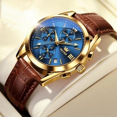 Picture of Ole_vs Men Leather Analoge Quartz Fashion Watch for Men Brown
