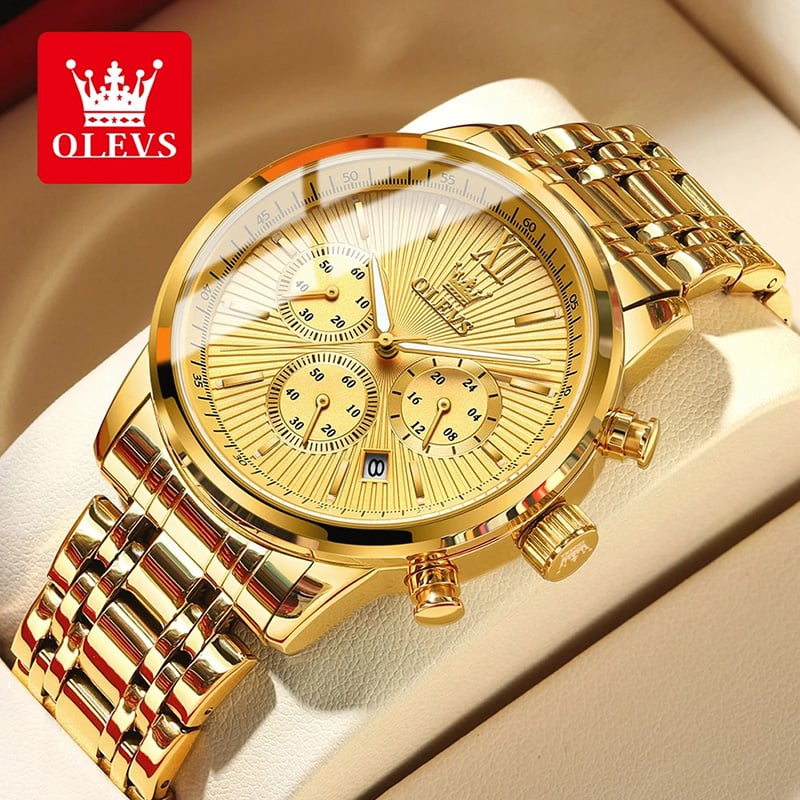 Picture of OLEVS TY709 Men's Watches Classics Three Small Dials Original Quartz Watch for Man Waterproof Stainless Steel Luminous Fashion Trend