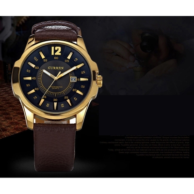 Picture of Leather Analog Fashionable Watch For Man - Black