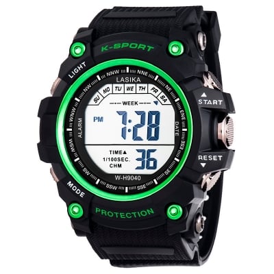 Picture of Premium Quality Boys Digital Waterproof Sport Fashion Luxury Military Quartz Watch (Model 9020 Green)