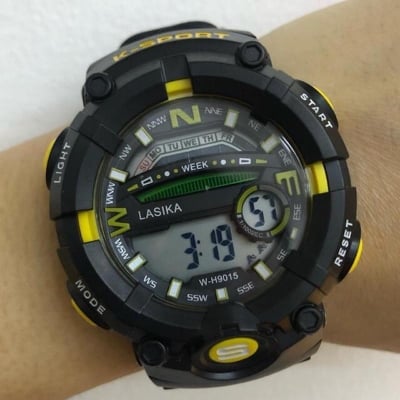 Picture of LASIKA W-H9015  Water Resistance/ Waterproof 50m Silicon Digital Watch for Men With Lasika Box - Yellow 