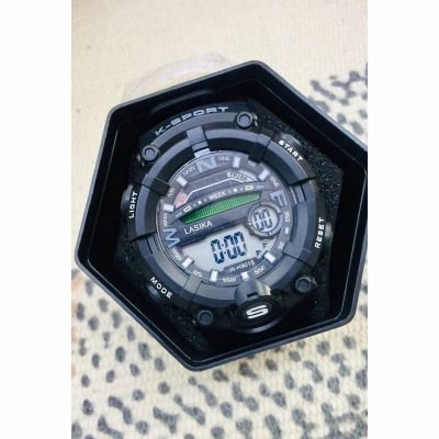 Picture of LASIKA W-H9015  Water Resistance/ Waterproof 50m Silicon Digital Watch for Men With Lasika Box - Black 