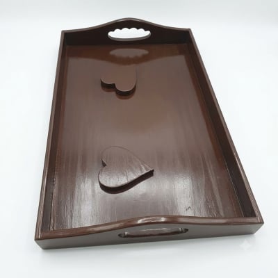 Picture of Premium Wooden Serving Tray with 2 FREE Heart-Shaped Glass Coasters