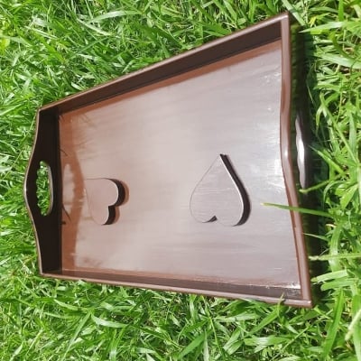 Picture of Premium Wooden Serving Tray with 2 FREE Heart-Shaped Glass Coasters
