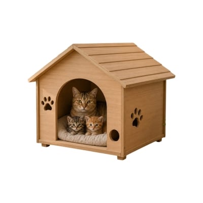 Picture of Premium Wooden Kitten Cat House