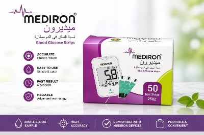 Picture of MEDIRON Premium Blood Glucose Test Strips 50 )High-Precision Test Strips