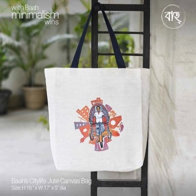 Picture of Baah’s Citylife Jute Canvas Bag-Multicolor