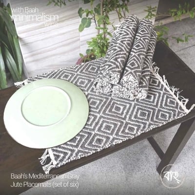 Picture of Baah’s Mediterranean Gray Jute Placemats (set of six)-Multicolor