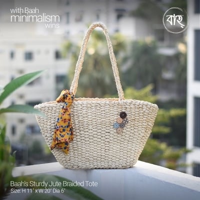 Picture of Baah’s Sturdy Jute Braided Tote-Gold