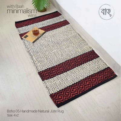 Picture of Boho 05 Handmade Natural Jute Rug 4’x2′-Multicolor
