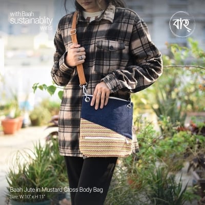 Picture of Baah Jute in Mustard Cross Body Bag-Multicolor