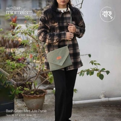 Picture of Baah Green Mint Jute Purse-Green