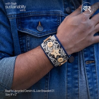 Picture of Baah's Upcycled Denim & Jute Bracelet 01-Blue