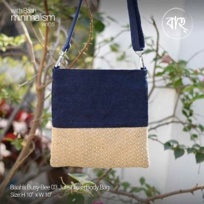 Picture of Baah's Busy-Bee 03 Jute Cross Body Bag-Blue