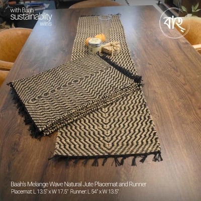 Picture of Baah's Melange Wave Natural Jute Placemat and Runner-Black