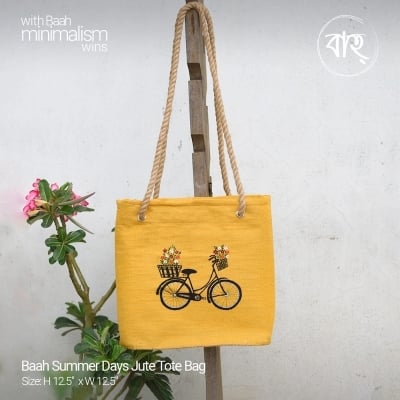 Picture of Baah Summer Days Jute Tote Bag-Yellow