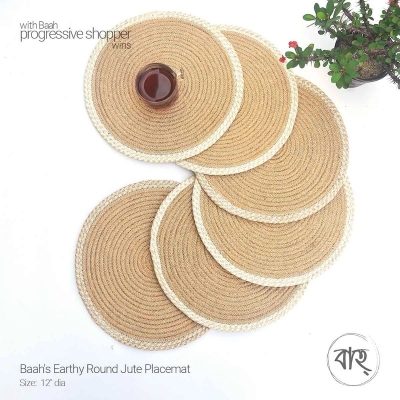 Picture of Baah's Earthy Round Jute Placemat 12"-set of 6-Beige