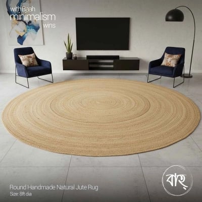 Picture of Round Handmade Natural Jute Rug 8'-natural beige