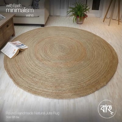 Picture of Round Handmade Natural Jute Rug 6'-natural beige