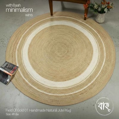 Picture of Field Of Gold 01 Handmade Natural Jute Rug 4'-natural beige