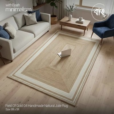 Picture of Field Of Gold 04 Handmade Natural Jute Rug 8'x5'-natural beige
