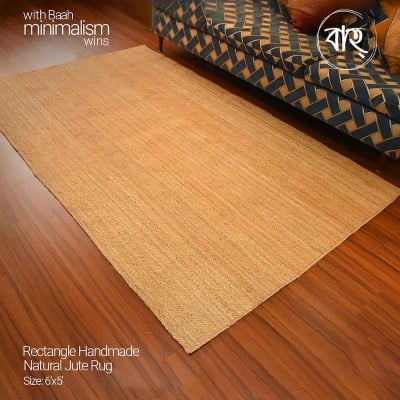 Picture of Rectangle Handmade Natural Jute Rug 6'x5'-natural beige