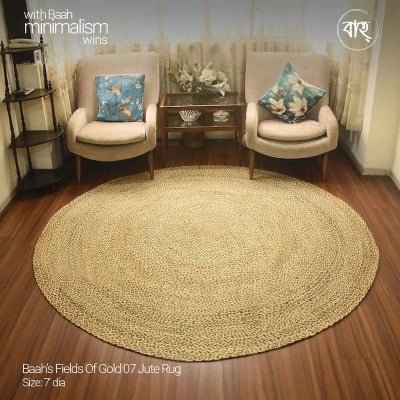 Picture of Field Of Gold 07 Handmade Natural Jute Rug 7'-natural beige