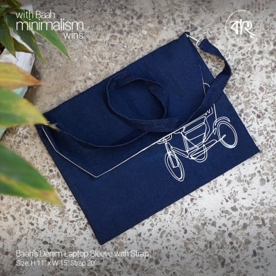 Picture of Baah’s Denim Laptop Sleeve with Strap