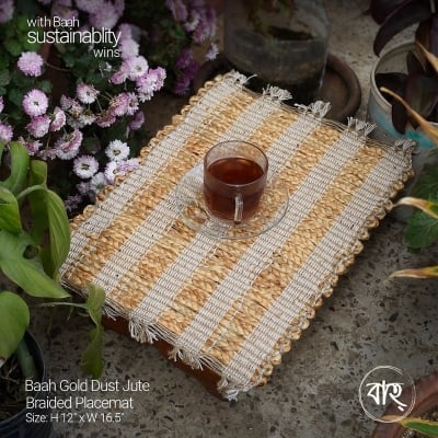 Picture of Baah Gold Dust Jute Braided Placemat-set of 6-Gold