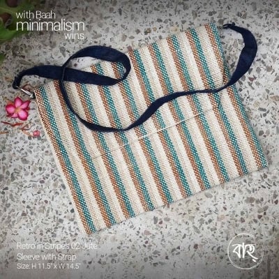Picture of Retro In Stripes 02 Jute Sleeve with Strap-Multicolor