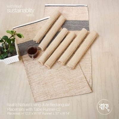Picture of Baah’s Natural Living Jute Rectangular Placemats with Table Runner-02-Multicolor