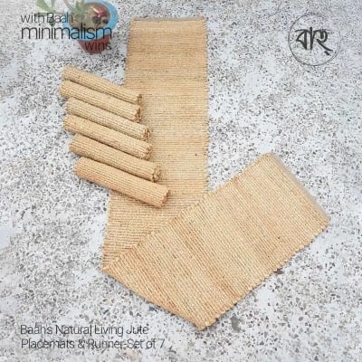 Picture of Baah’s Natural Living Jute Placemats & Runner-Set of 7-Gold