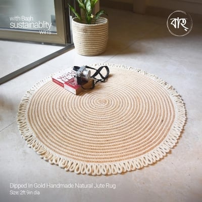 Picture of Dipped In Gold Handmade Natural Jute Rug-Gold