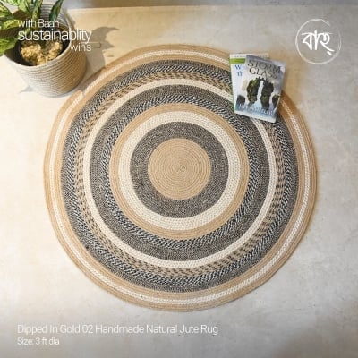 Picture of Dipped In Gold 02 Handmade Natural Jute Rug-Multicolor
