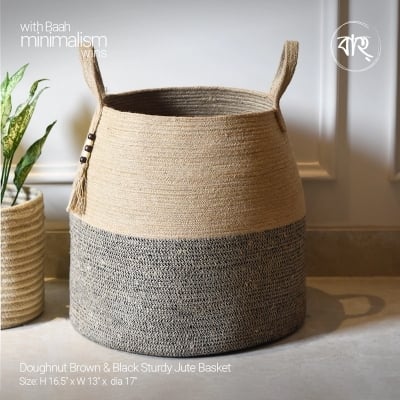 Picture of Doughnut Brown & Black Sturdy Jute Basket-Multicolor
