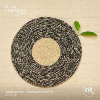 Picture of Doughnut Brown & Black Jute Placemat-Multicolor