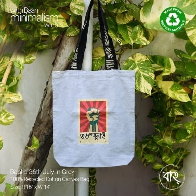 Picture of Baah's 36th July In Grey 100% Recycled Cotton Canvas Bag-Grey