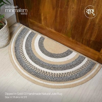 Picture of Dipped In Gold 03 Handmade Natural Jute Rug-Multicolor