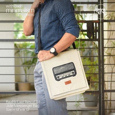 Picture of Baah's Last Resort 01 Jute Messenger Bag-Khaki