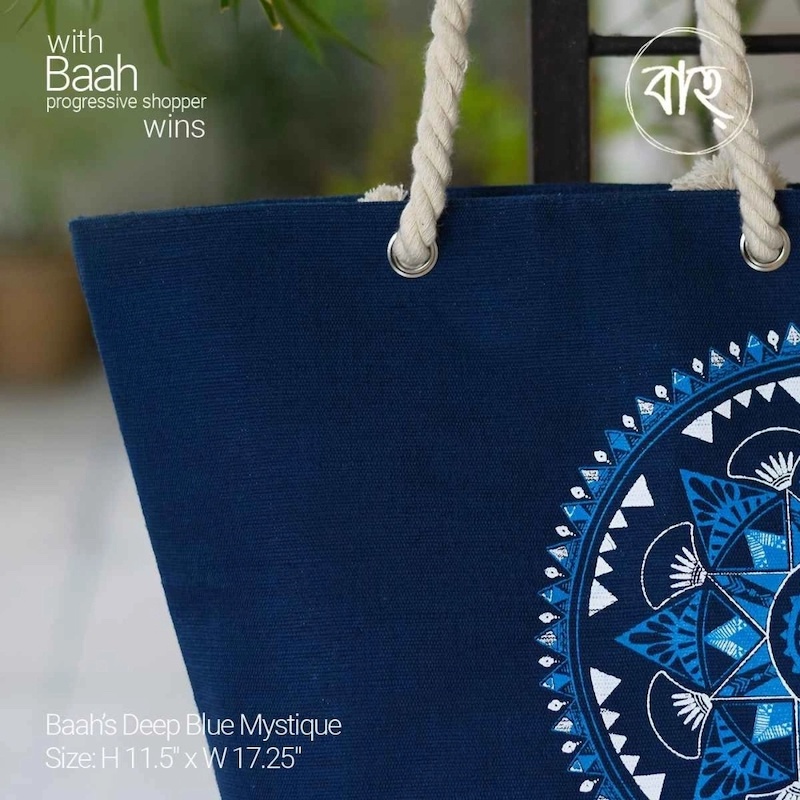 Picture of Baah’s Deep Blue Mystique Jute mix Tote-Multicolor