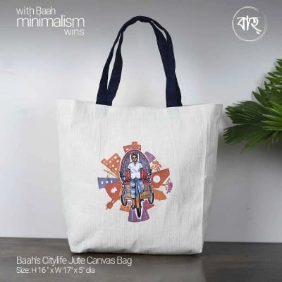 Picture of Baah’s Citylife Jute Canvas Bag-Multicolor
